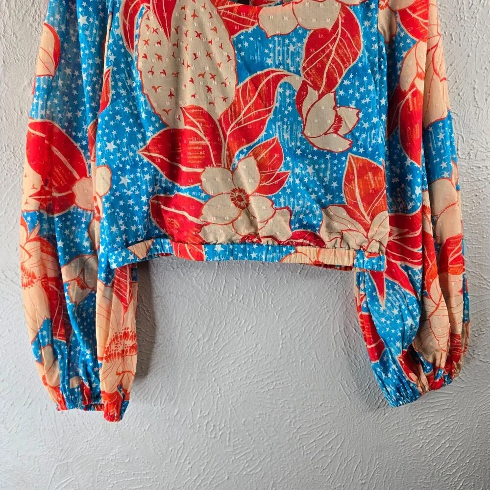 Farm Rio x Anthropologie Blouse Medium Pineapple Floral Print Artsy Colorful Top - Picture 5 of 12